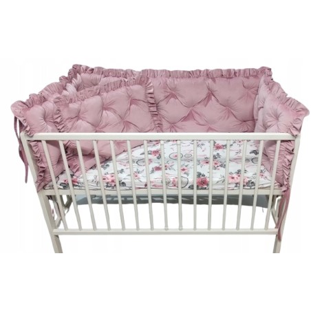 OCHRANIACZ PIKOWANY Z FALBANKĄ DO ŁÓŻECZKA 120x60 W STYLU GLAMOUR JACKMAR