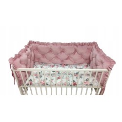 OCHRANIACZ PIKOWANY Z FALBANKĄ DO ŁÓŻECZKA 120x60 W STYLU GLAMOUR JACKMAR