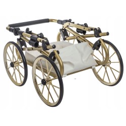 Duży wózek dla lalek głęboki retro złoty niebieski futerko Jackmar