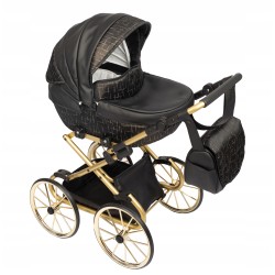 Duży wózek dla lalek głęboki retro beżowy srebrny dla dziewczynki Jackmar