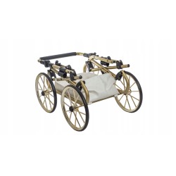 Duży wózek dla lalek lalki głęboki retro srebrny beżowy + akcesoria Jackmar