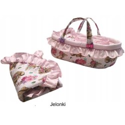 Nosidełko dla lalek lalki kołderka poduszka + rożek z falbanką Jackmar