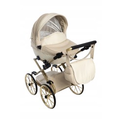 Wózek dla lalek lalki głęboki retro złoty beżowy dla dziewczynki Jackmar