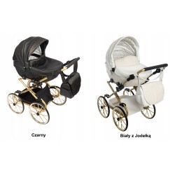 Duży wózek dla lalek głęboki retro czarny srebrny dla dziewczynki Jackmar