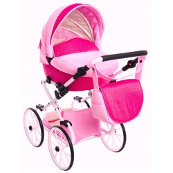 Duży wózek dla lalek lalki głęboki retro srebrny dla dziewczynki Jackmar