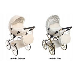 Wózek dla lalek lalki głęboki retro złoty biały dla dziewczynki Jackmar