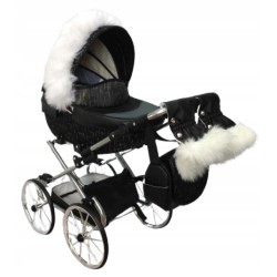 Wózek dla lalek głęboki retro Darsi złoty czarny dla dziewczynki Jackmar