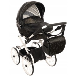 Duży wózek dla lalek lalki głęboki retro srebrny dla dziewczynki Jackmar