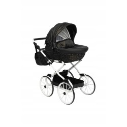 Duży wózek dla lalek lalki głęboki retro różowy dla dziewczynki Jackmar