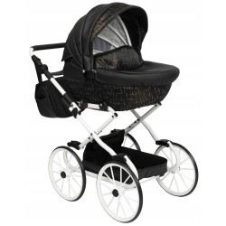 Duży wózek dla lalek lalki głęboki retro srebrny dla dziewczynki Jackmar