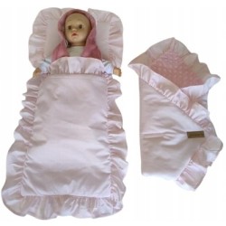 Pościel dla lalek do wózka łóżeczka kołyski + rożek z falbankami Jackmar