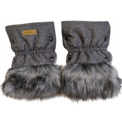 Mufki rękawiczki ocieplane na zimę do wózka beżowe z futerkiem Jackmar