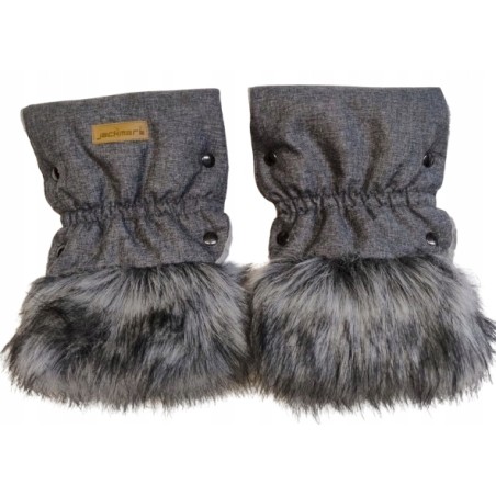 Mufki rękawiczki na zimę do wózka zieleń butelkowa z futerkiem Jackmar