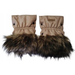 Mufki rękawiczki na zimę do wózka zieleń butelkowa z futerkiem Jackmar