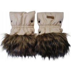 Mufki rękawiczki na zimę do wózka zieleń butelkowa z futerkiem Jackmar