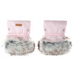 Mufki rękawiczki na zimę do wózka zieleń butelkowa z futerkiem Jackmar