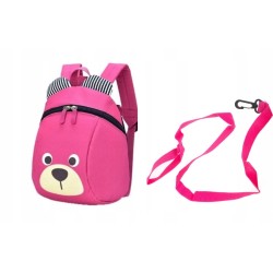 Plecak szkolny do przedszkola z misiem jednokomorowy dla dziewczynki różowy