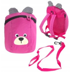 Plecak szkolny do przedszkola z misiem jednokomorowy dla dziewczynki różowy