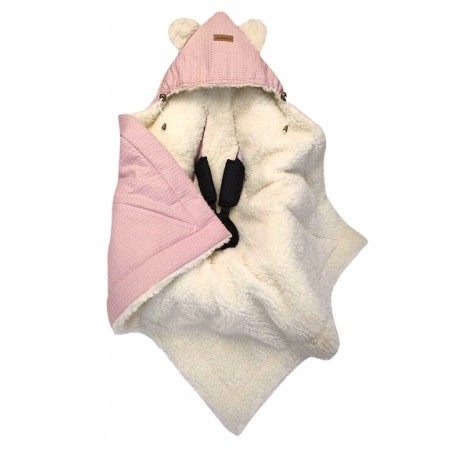 Otulacz do fotelika wózka nosidełka kocyk z owczej wełny wafelek Jackmar