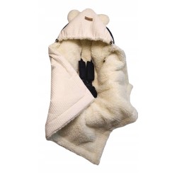 Otulacz do fotelika wózka nosidełka kocyk z owczej wełny wafelek Jackmar