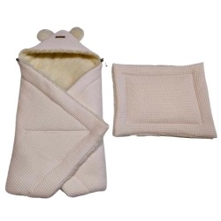 Otulacz do fotelika wózka nosidełka kocyk z owczej wełny wafelek Jackmar