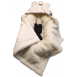 Otulacz do fotelika wózka nosidełka kocyk z owczej wełny wafelek Jackmar