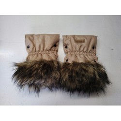 Mufki rękawiczki na zimę do wózka zieleń butelkowa z futerkiem Jackmar