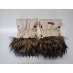 Mufki rękawiczki na zimę do wózka zieleń butelkowa z futerkiem Jackmar