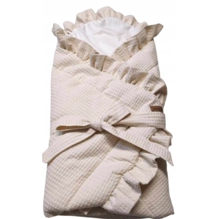 Rożek niemowlęcy becik otulacz dwustronny bawełna wafelek minki Jackmar