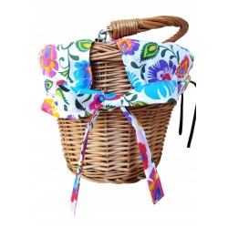 Koszyk na rower wiklinowy kosz na kierownicę z uchwytem + wkład Jackmar