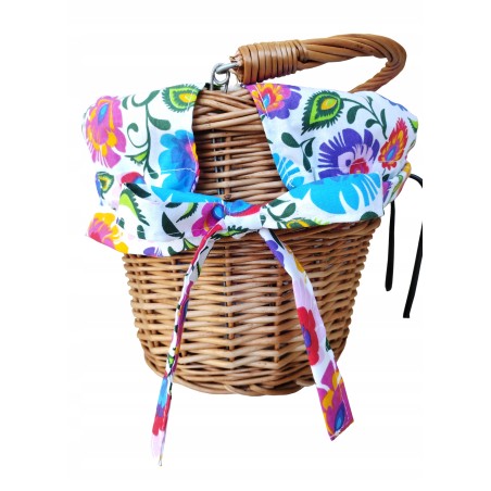 Koszyk na rower wiklinowy kosz na kierownicę z uchwytem + wkład Jackmar