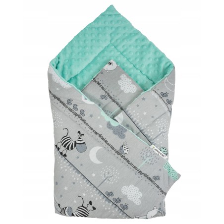 Rożek niemowlęcy becik bawełna + minki 80 cm x 80 cm zapięcia rzep Jackmar