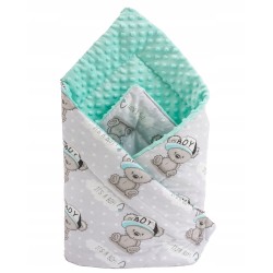 Rożek niemowlęcy becik bawełna + minki 80 cm x 80 cm zapięcia rzep Jackmar