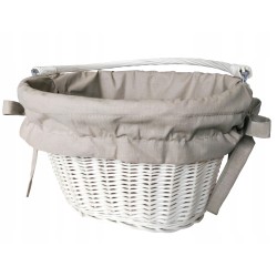 Koszyk na rower wiklinowy kosz na kierownicę z uchwytem + wkład beż Jackmar