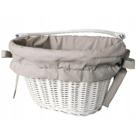 Koszyk na rower wiklinowy kosz na kierownicę z uchwytem + wkład beż Jackmar