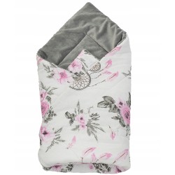 Rożek niemowlęcy becik bawełna + minky 80 cm x 80 cm różowy rzepy Jackmar