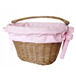 Koszyk na rower wiklinowy kosz na kierownicę z uchwytem + wkład róż Jackmar