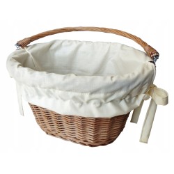 Koszyk na rower wiklinowy biały kosz na kierownicę z uchwytem+wkład Jackmar