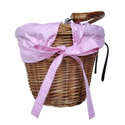 Koszyk na rower wiklinowy kosz na kierownicę z uchwytem + wkład róż Jackmar