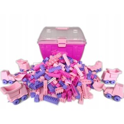 Klocki konstrukcyjne różowe K1 620 el.+ kuferek różowy produkt polski Hemar