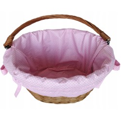 Koszyk na rower wiklinowy kosz na kierownicę z uchwytem + wkład róż Jackmar