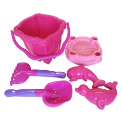 Zestaw do piasku Zamek duże Wiaderko zielone + łopatka grabki foremki Hemar