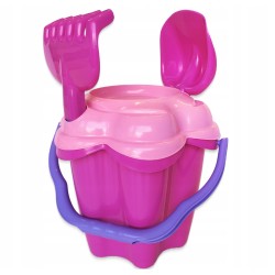 Zestaw do piaskownicy duże wiaderko Kwiatek + łopatka grabki foremki Hemar