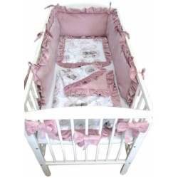 Zestaw do łóżeczka 4 el. z falbankami + ochraniacz z falbankami Jackmar