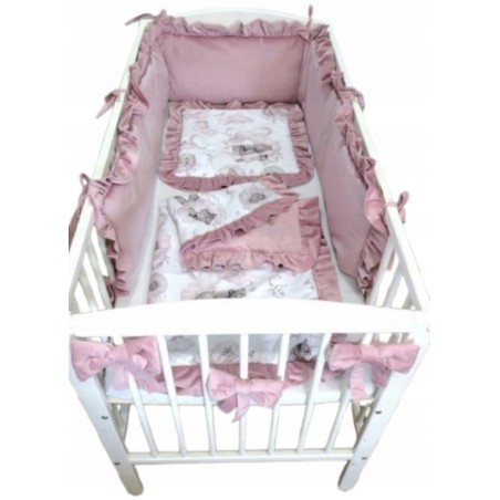 Zestaw do łóżeczka 4 el. z falbankami + ochraniacz z falbankami Jackmar