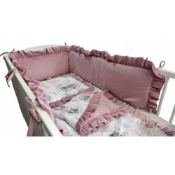 Zestaw do łóżeczka 4 el. z falbankami + ochraniacz z falbankami Jackmar