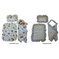 Pościel dla lalek do wózka łóżeczka kołyski + rożek z falbankami Jackmar