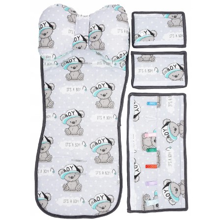 Wkładka do wózka spacerówki materacyk motylek zestaw 3w1 misie Jackmar