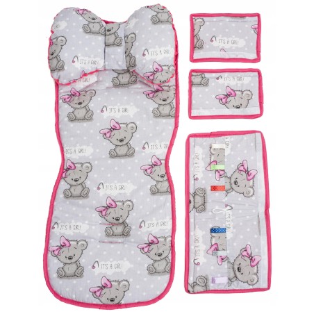 Wkładka do wózka spacerówki materacyk motylek zestaw 3w1 misie Jackmar