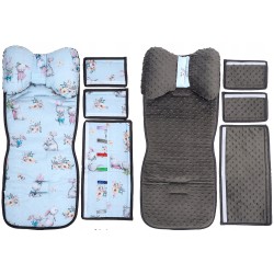 Wkładka do wózka spacerówki materacyk poduszka zestaw 3w1 króliki Jackmar